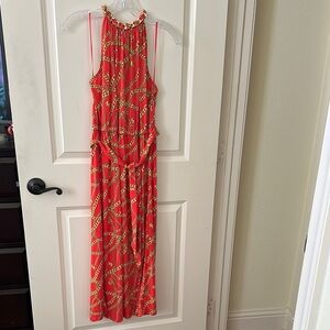 Stylish Micheal Kors Orange chain print dress size large